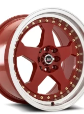 Spec-1 SPT-21 Wheel Trak Series 17x9 4x100 | 4x114.3 25mm Red w/ Machined Lip & Gold Rivets                                     - SPT211790925RML - Image 2