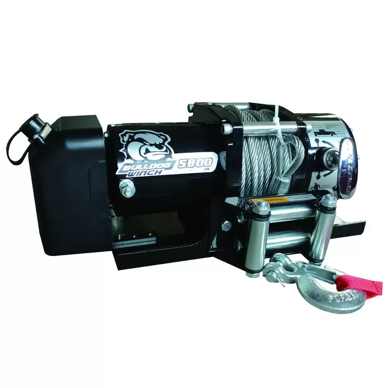 Bulldog Winch 5,800 LB Trailer Winch 55 Ft Wire Rope Roller Fairlead Mount Plate Low Profile - 10029