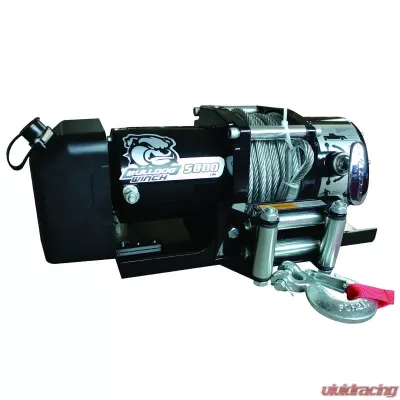 Bulldog Winch 5,800 LB Trailer Winch 55 Ft Wire Rope Roller Fairlead Mount Plate Low Profile - 10029
