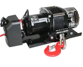 Bulldog Winch 5,800 LB Trailer Winch 55 Ft Synthetic Rope Roller Fairlead Mount Plate Low Profile