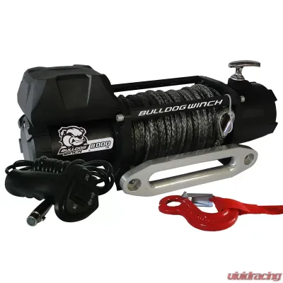 Bulldog Winch 8,000 LB Winch 100 Ft Synthetic Rope W/5.2hp Series Wound Motor Roller Fairlead - 10044