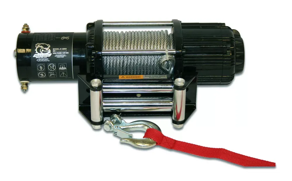 Bulldog Winch 4,000 LB UTV Winch 55 Ft Wire Rope Two Switches Mounting Channel Roller Fairlead - 15004