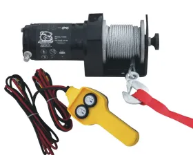 Bulldog Winch 2,500 LB ATV Winch 50 Ft Synthetic Rope W/Mini Rocker Switch Mounting Channel Roller Fairlead