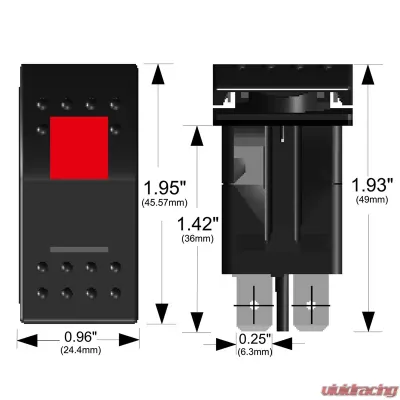 Bulldog Winch Rocker Switch On/Off 5 Pin Red - 20256