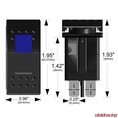 Bulldog Winch Rocker Switch On/Off 5 Pin Blue - 20258