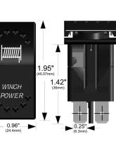 Bulldog Winch Winch Power Rocker Switch - On/Off 5-Pin-Red                                     - 20262 - Image 4