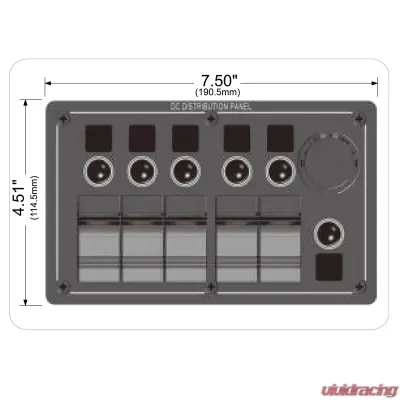 Bulldog Winch 5-Switch Voltmeter Panel W/Breakers Black - 20267