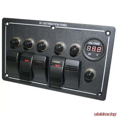 Bulldog Winch 5-Switch Voltmeter Panel W/Breakers Black - 20267