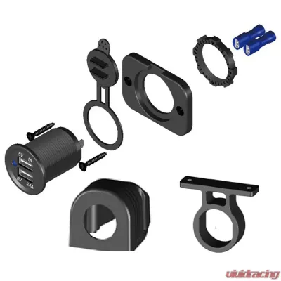 Bulldog Winch USB Power Socket Dual 5V 1A and 2.1A W/Cover and 3 Mounting Brackets - 20287