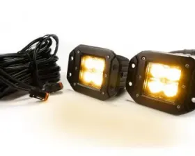 Southern Truck 2.0 Inch Square Flush Mount Cree LED Lights Pair Chrome Series White/Amber W/Harness 79903
