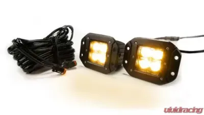 Southern Truck 2.0 Inch Square Flush Mount Cree LED Lights Pair Chrome Series White/Amber W/Harness 79903 - 77910K