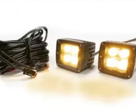 Southern Truck 2.0 Inch Square Cube Cree LED Lights Pair Chrome Series White/Amber W/Harness 79903