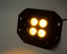 Southern Truck 2.0 Inch Square Cree LED Flood Flush Mount Light, Single Unit, Black Series Amber/White Includes Hardware, Harness Sold Separately