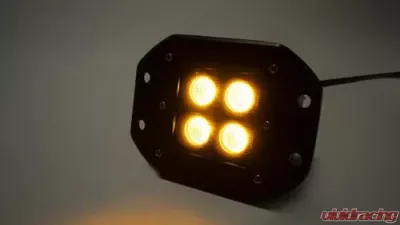 Southern Truck 2.0 Inch Square Cree LED Flood Flush Mount Light, Single Unit, Black Series Amber/White Includes Hardware, Harness Sold Separately - 77915