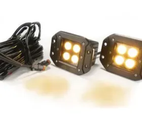 Southern Truck 2.0 Inch Square Flush Mount Cree LED Lights Pair Black Series White/Amber W/Harness 79903
