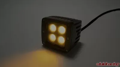 Southern Truck 2.0 Inch Square Cree LED Flood Cube Light Single Unit Black Series Amber/White Includes Hardware, Harness Sold Separately - 77916