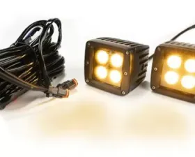 Southern Truck 2.0 Inch Square Cube Cree LED Lights Pair Black Series White/Amber W/Harness 79903