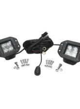 Southern Truck 3.0 Inch Square Flush Mount Cree Flood Beam LED Lights Pair Chrome Series W/Harness 79903                                     - 79910K - Image 4