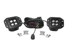 Southern Truck 3.0 Inch Square Flush Mount Cree Flood Beam LED Lights Pair Black Series W/Harness 79903
