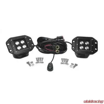 Southern Truck 3.0 Inch Square Flush Mount Cree Flood Beam LED Lights Pair Black Series W/Harness 79903 - 79915K