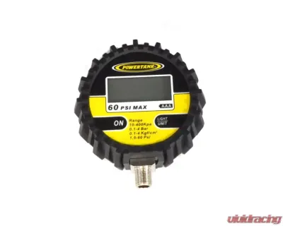 Power Tank Digital Tire Inflator Gauge 60 PSI 2.5 Inch Diameter 1/8 NPT Threads Lower - GAU-0060D
