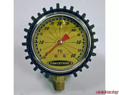 Power Tank Tire Inflator Gauge Liquid Filled 2.5 Inch 0-60 PSI 1/8 Inch Lower Stem Includes Rubber Cover - GAU-0060L