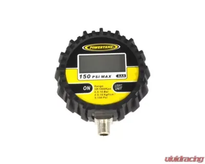 Power Tank Digital Tire Inflator Gauge 150 PSI 2.5 Inch Diameter 1/8 NPT Threads Lower - GAU-0150D