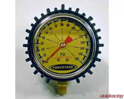 Power Tank Tire Inflator Gauge Liquid Filled 2.5 Inch 0-160 PSI 1/8 Inch Lower Stem Includes Rubber Cover - GAU-0160L
