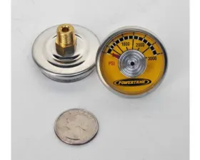 Power Tank Spiral Gauge 3000 PSI 1/8 Inch NPT Back Stem