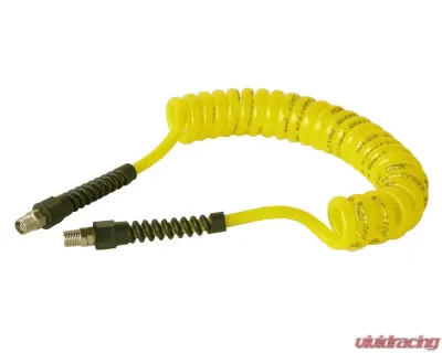 Power Tank Air Hose 10 Foot Coiled 1/4 Inch NPT Male Thread Superflex High Pressure Yellow - HSE-8090