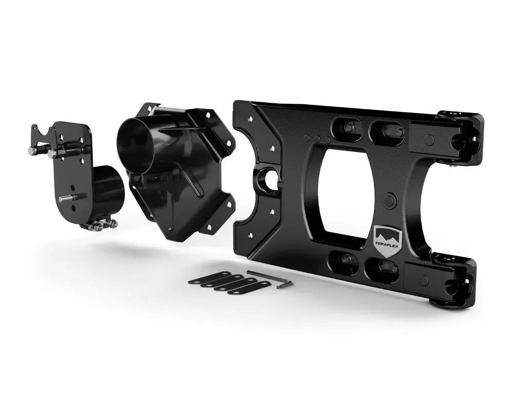 TeraFlex Alpha HD Hinged Spare Tire Carrier and Alpha HD Adjustable Spare Tire Mounting Kit Complete Jeep Wrangler JK|JKU 2007-2018 - 4838150
