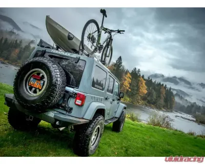 TeraFlex Alpha HD Hinged Spare Tire Carrier and Alpha HD Adjustable Spare Tire Mounting Kit Complete Jeep Wrangler JK|JKU 2007-2018 - 4838150