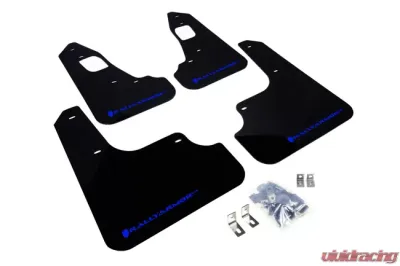 Rally Armor UR Rally Mud Flap Set Black w/Blue Logo Mitsubishi EVO X 08-15 - MF10-UR-BLK/BL