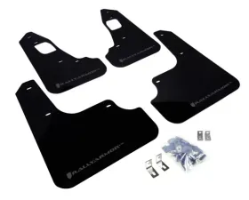 Rally Armor UR Rally Mud Flap Set Black w/Grey Logo Mitsubishi EVO X 08-15