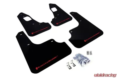 Rally Armor UR Rally Mud Flap Set Black w/Red Logo Mitsubishi EVO X 08-15 - MF10-UR-BLK/RD
