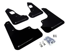 Rally Armor UR Rally Mud Flap Set Black w/Silver Logo Mitsubishi EVO X 08-15
