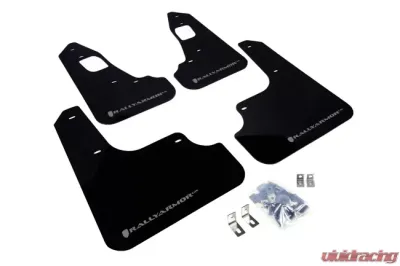 Rally Armor UR Rally Mud Flap Set Black w/Silver Logo Mitsubishi EVO X 08-15 - MF10-UR-BLK/SIL