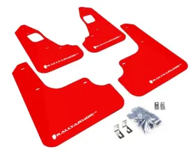 Rally Armor UR Rally Mud Flap Set Red w/White Logo Mitsubishi EVO X 08-15