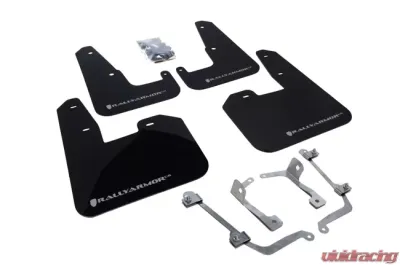 Rally Armor UR Mud Flap Set Black w/Silver Logo Subaru STI 08-22 | WRX 11-22 - MF15-UR-BLK/SIL