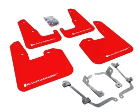 Rally Armor UR Mud Flap Set Red w/White Logo Subaru STI 08-22 | WRX 11-22