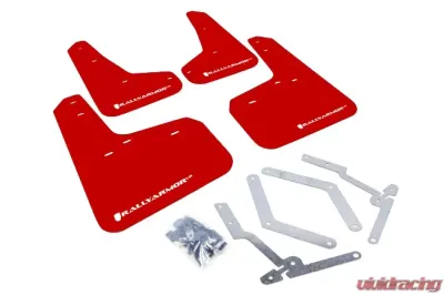 Rally Armor UR Mud Flap Set Red w/White Logo Ford Focus ST | RS 12-19 - MF27-UR-RD/WH