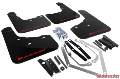 Rally Armor UR Mud Flap Set Black w/Red Logo Ford Fiesta ST 14-19 - MF29-UR-BLK/RD