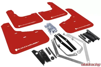 Rally Armor UR Mud Flap Set Red w/White Logo Ford Fiesta ST 14-19 - MF29-UR-RD/WH