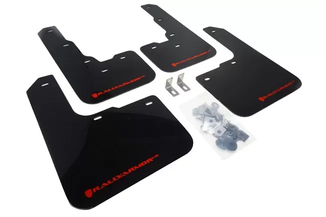 Rally Armor UR Mud Flap Set Black w/Red Logo Dodge Dart 13-17 - MF39-UR-BLK/RD