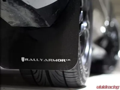 Rally Armor UR Rally Mud Flap Set Black w/White Logo Subaru WRX 08-11 - MF6-UR-BLK/WH