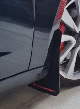 Rally Armor Black UR Mud Flap with Red Logo Tesla Model 3 2017+                                     - MF62-UR-BLK/RD - Image 2