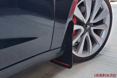 Rally Armor Black UR Mud Flap with Red Logo Tesla Model 3 2017+ - MF62-UR-BLK/RD