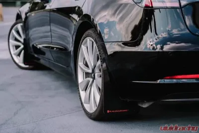 Rally Armor Black UR Mud Flap with Red Logo Tesla Model 3 2017+ - MF62-UR-BLK/RD