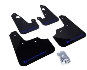Rally Armor UR Rally Mud Flap Set Black w/Blue Logo Mitsubishi Lancer 07-17