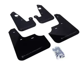 Rally Armor UR Rally Mud Flap Set Black w/Grey Logo Mitsubishi Lancer 07-17